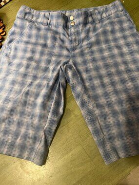 Columbia Womens Omni-Wick Plaid Shorts Size 10 Blue & Pink Outdoor Activewear